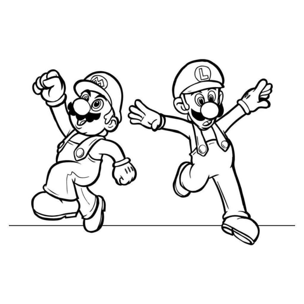 Desenho de Mario E Luigi para colorir e imprimir grátis