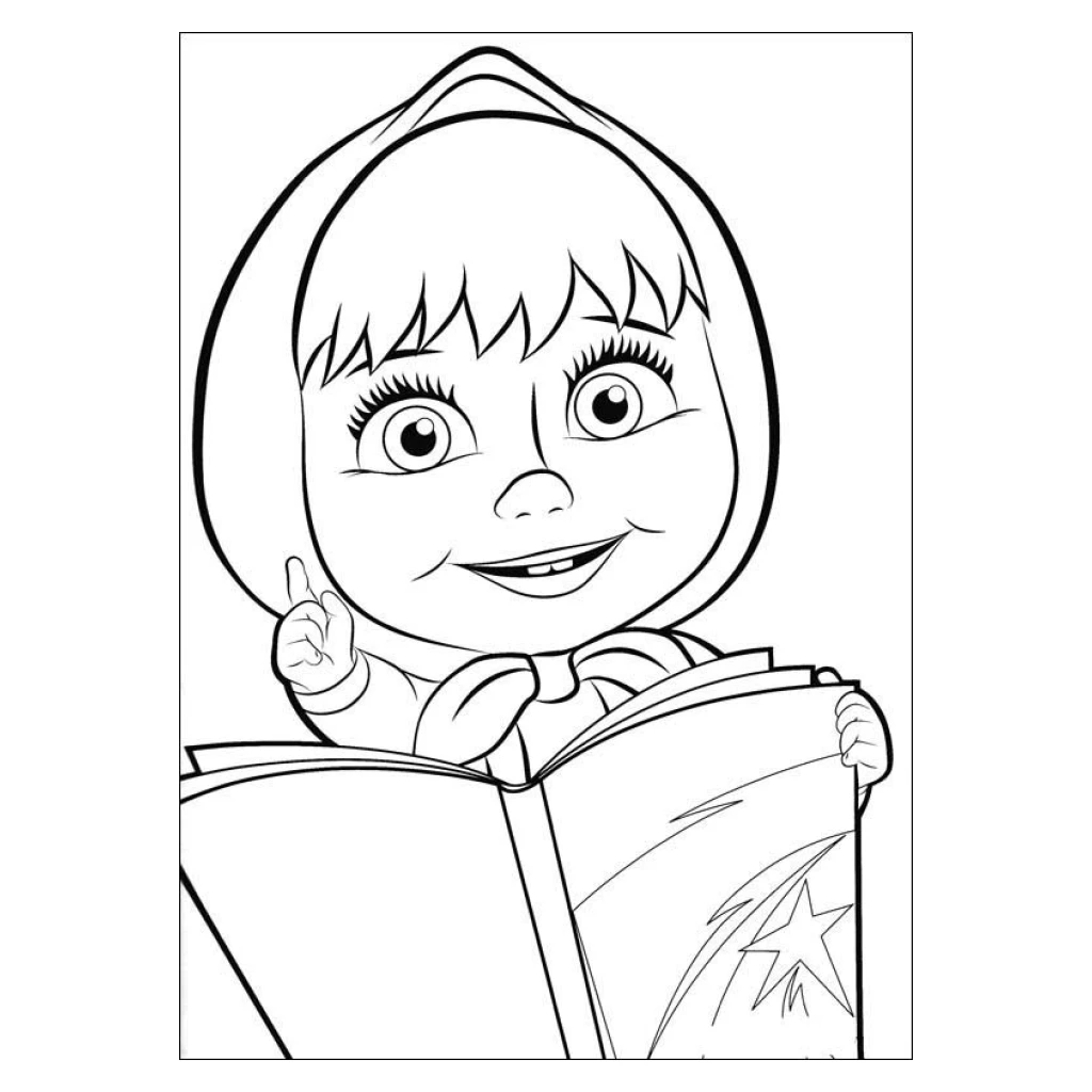 Desenho de Masha E O Urso lendo para colorir e imprimir grátis