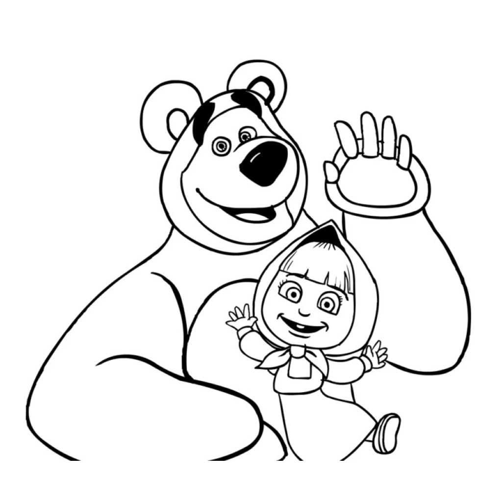 Masha and the Bear coloring page to print for free