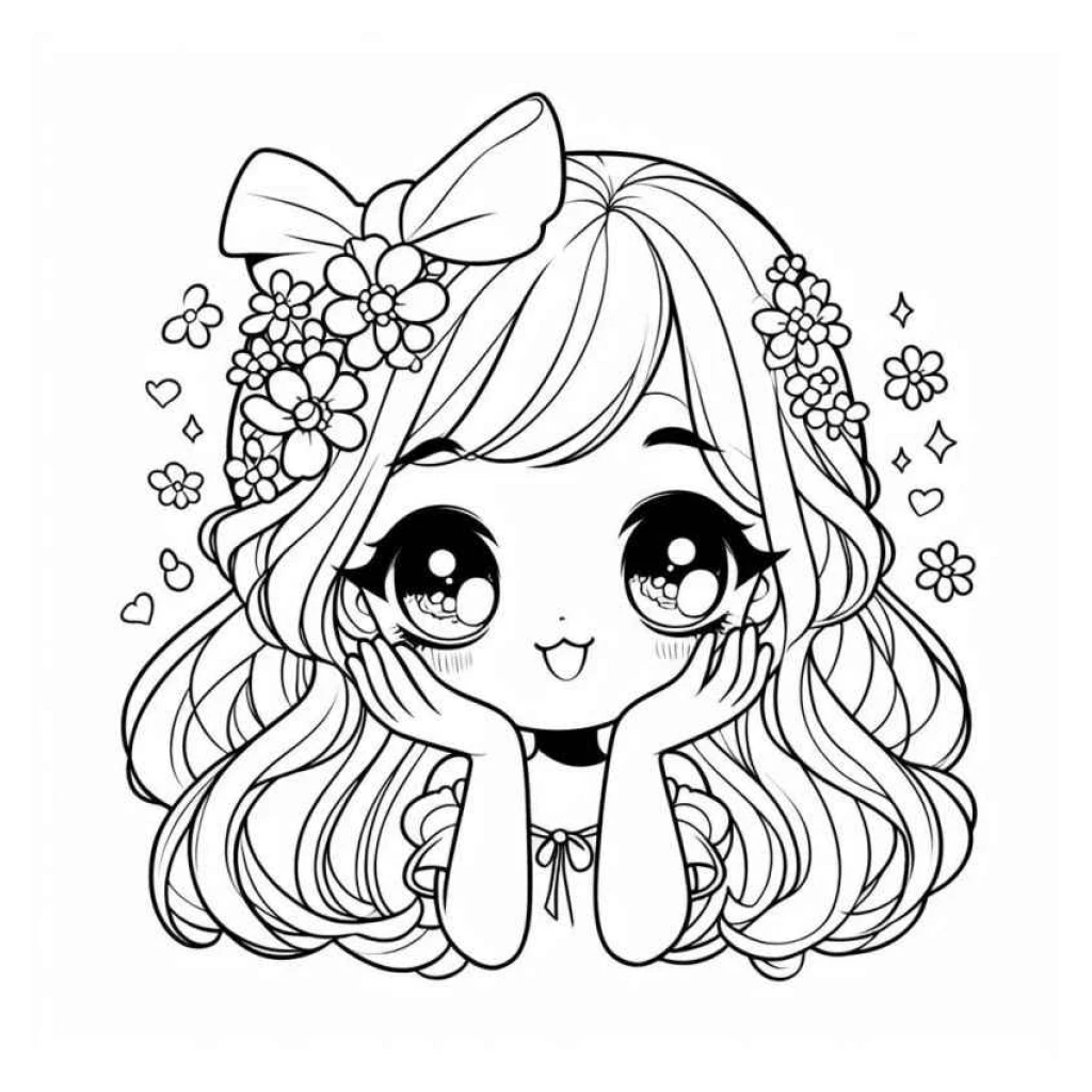 Desenho de Menina Com Flores para colorir e imprimir grátis