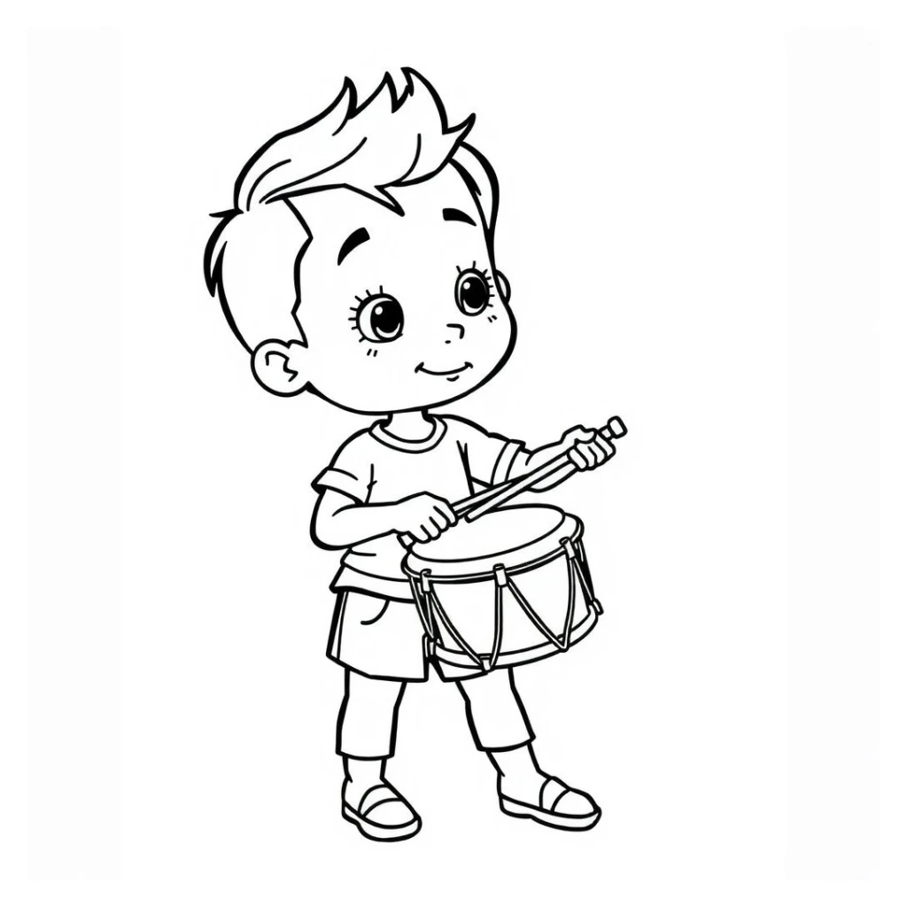Desenho de Menino Baterista para colorir e imprimir grátis