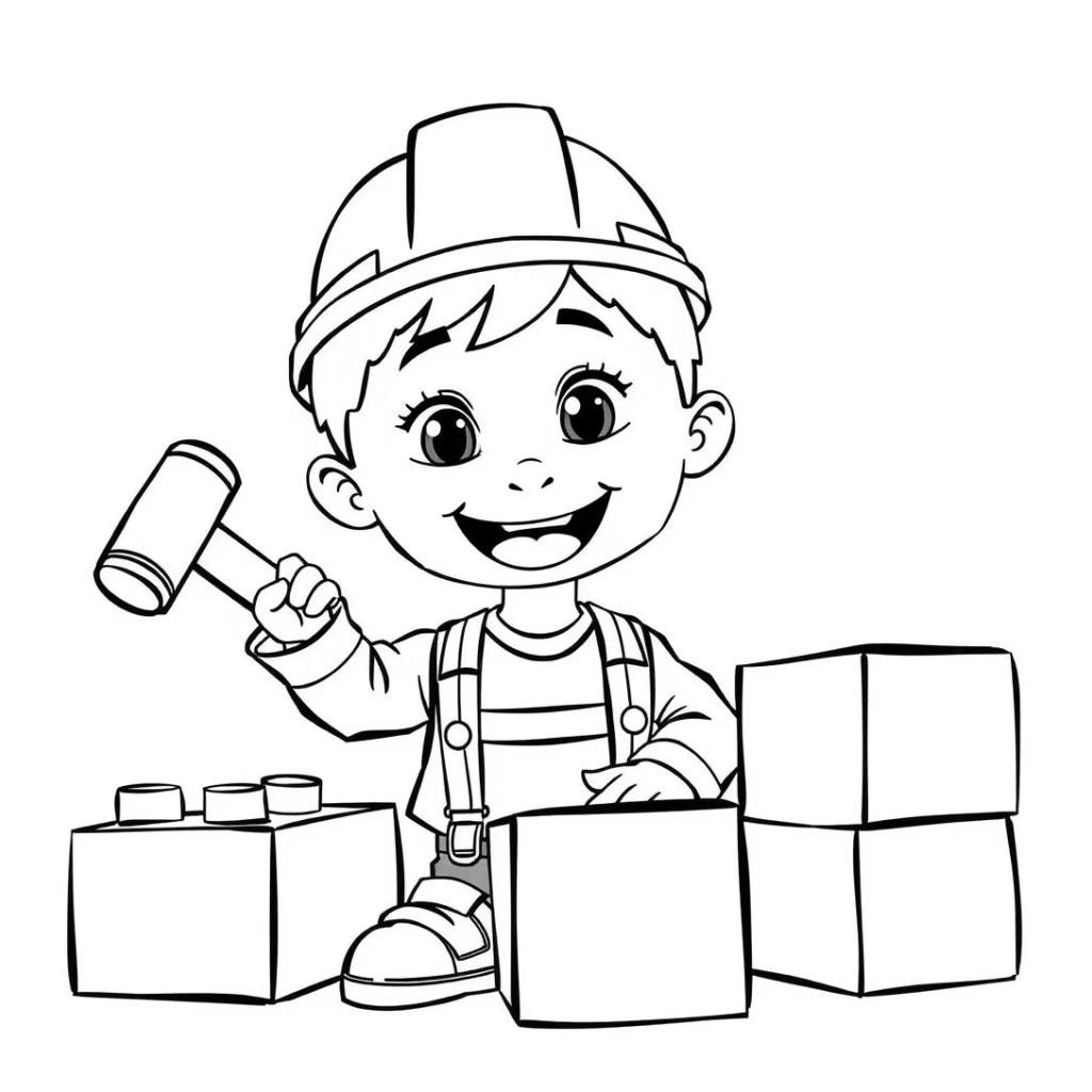 Desenho de Menino Construtor para colorir e imprimir grátis