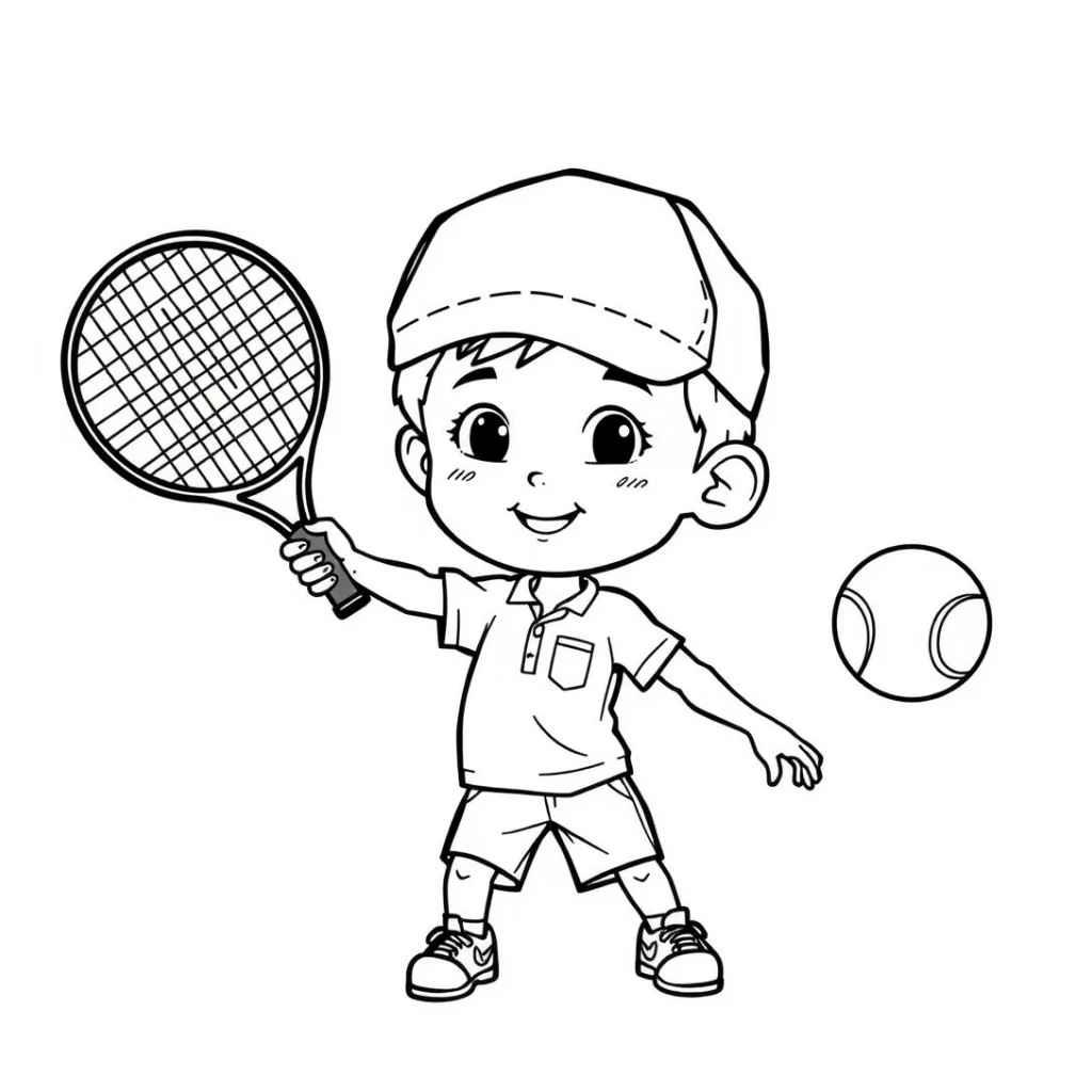 Desenho de Menino Jogando Tênis para colorir e imprimir grátis