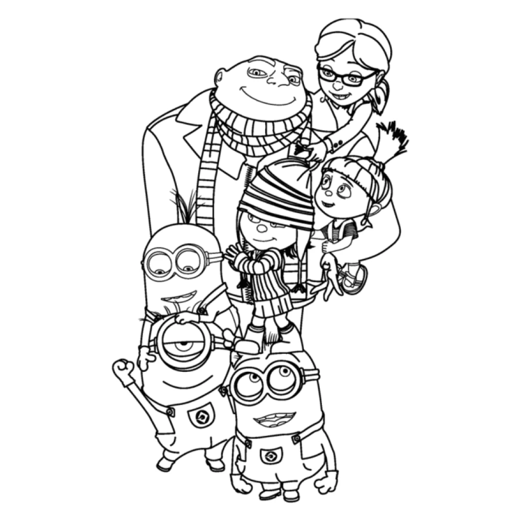 Dibujo de Los Minions Y Sus Amigos para colorear e imprimir gratis