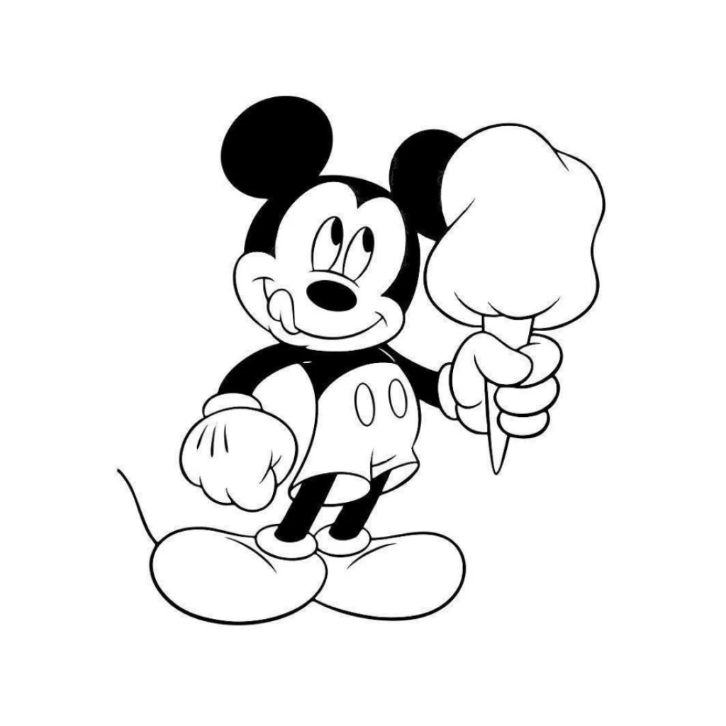 Desenho de Mickey Mouse Com Algodão Doce para colorir e imprimir grátis