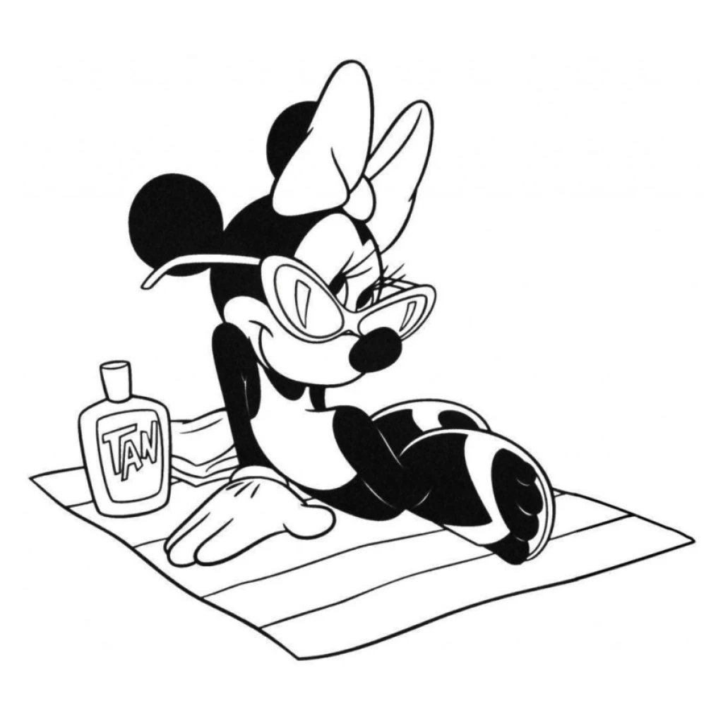 Desenho de Minnie Mouse Na Praia para colorir e imprimir grátis