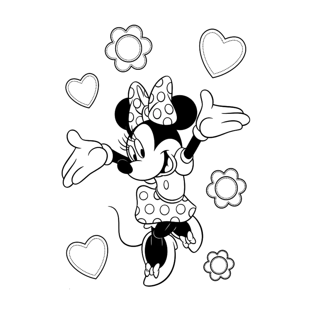 Desenho de Minnie Mouse para colorir e imprimir grátis