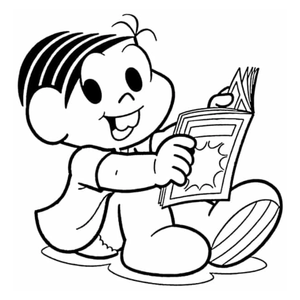 Monica reading a Book coloring page to print for free