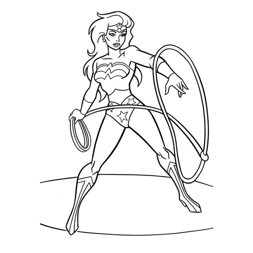 Desenho de Mulher-Maravilha com chicote para colorir e imprimir grátis