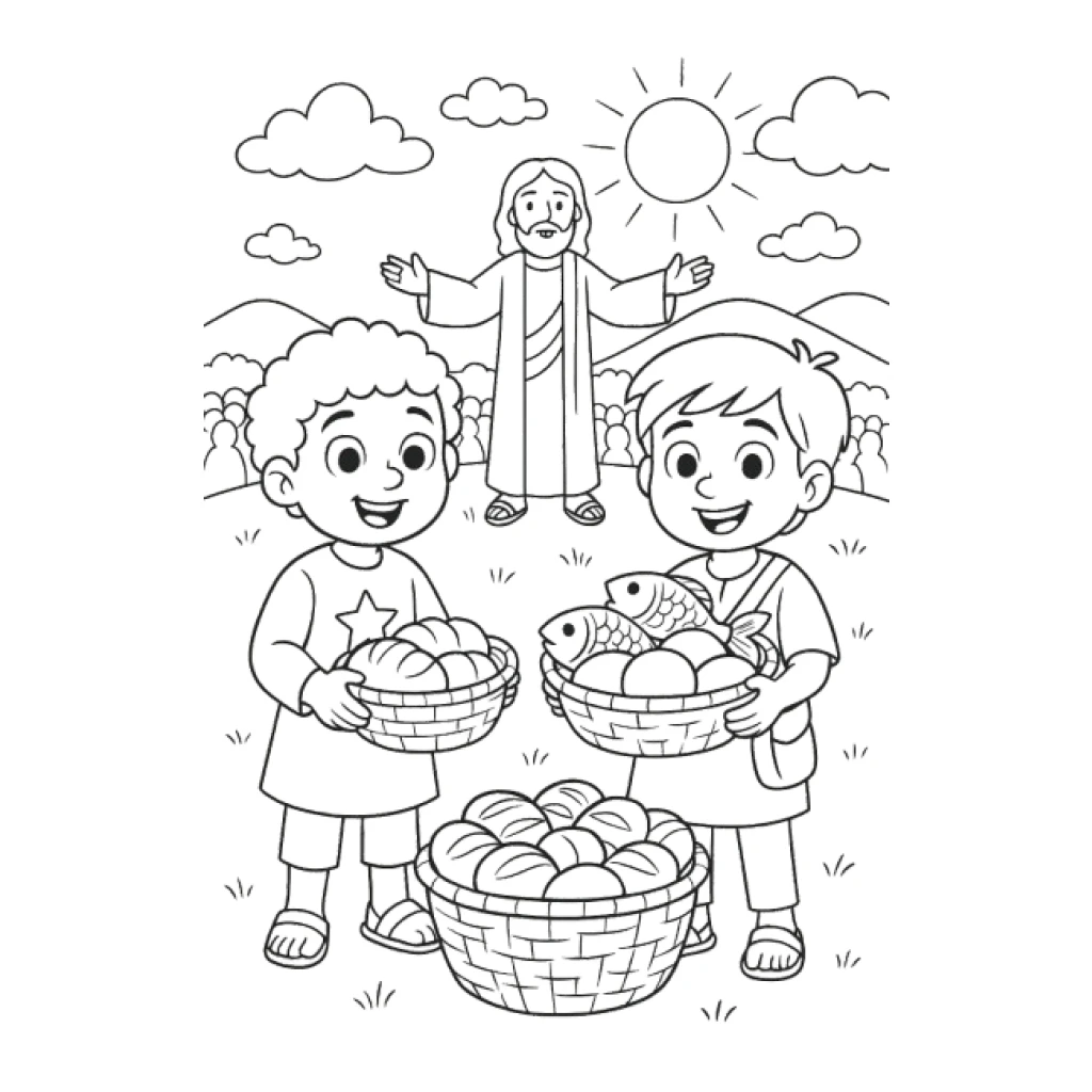 Desenho de Jesus E As Crianças para colorir e imprimir grátis