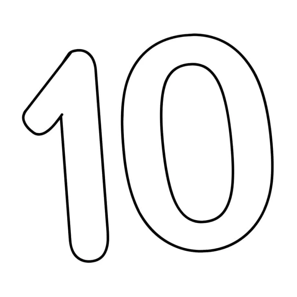 Desenho de Número 10 Para Crianças para colorir e imprimir grátis