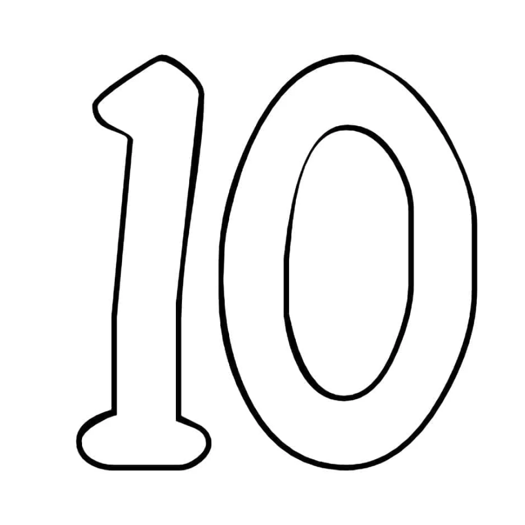 Desenho de Número 10 para colorir e imprimir grátis