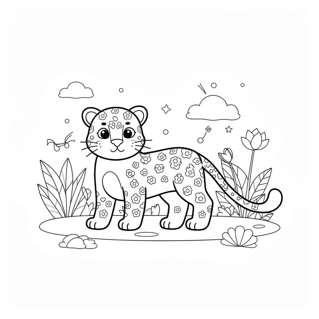 Desenho de Onça  Simples E Divertido para colorir e imprimir grátis