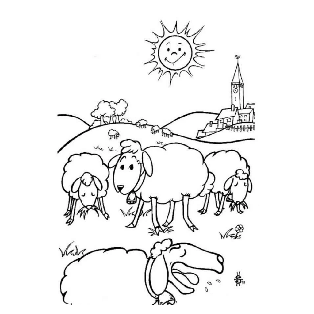 Desenho de Ovelhas No Campo para colorir e imprimir grátis