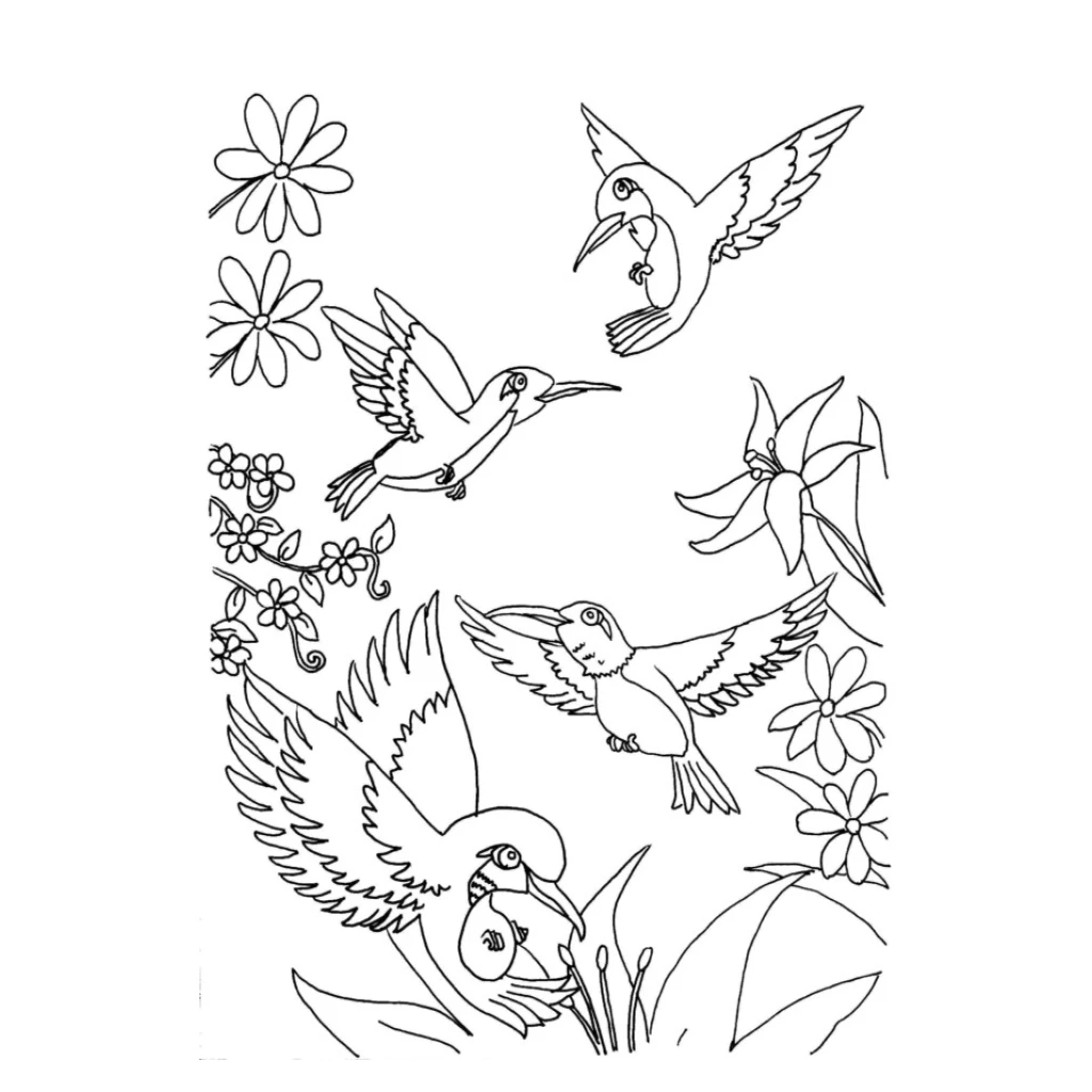Desenho de Pássaros Em Um Jardim para colorir e imprimir grátis