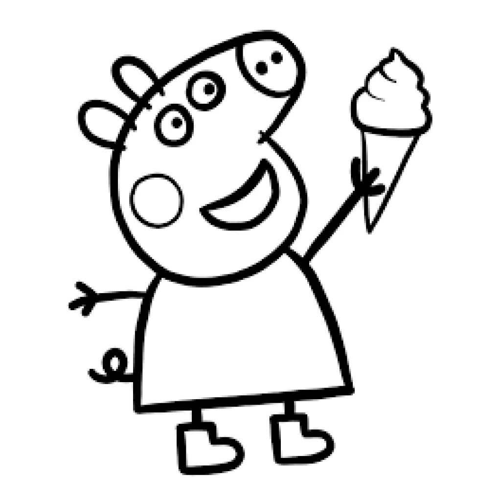 Desenho de Peppa Pig Com Sorvete para colorir e imprimir grátis