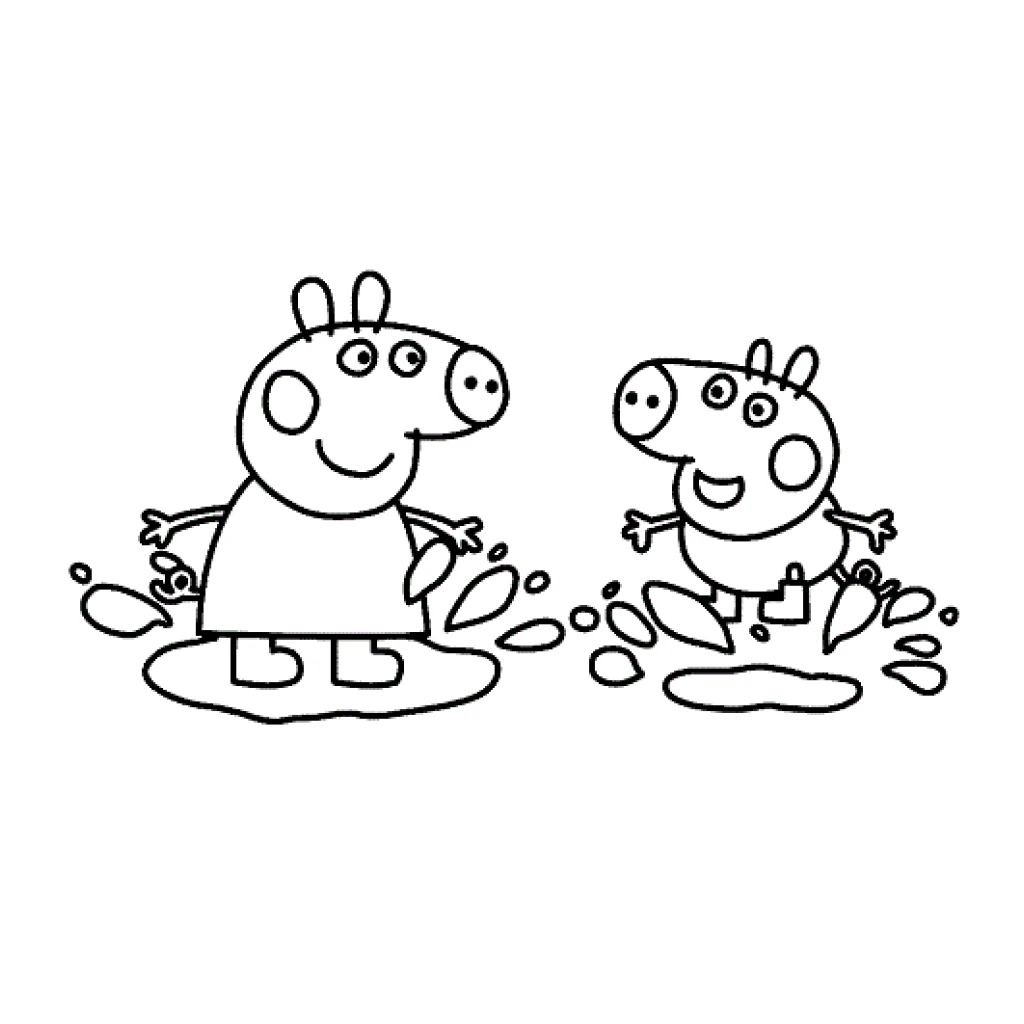 Desenho de Peppa Pig E Seu Irmão para colorir e imprimir grátis