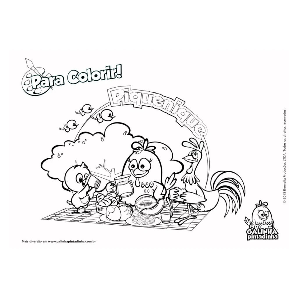 Desenho de Piquenique Com Galinha Pintadinha e Amigos para colorir e imprimir grátis