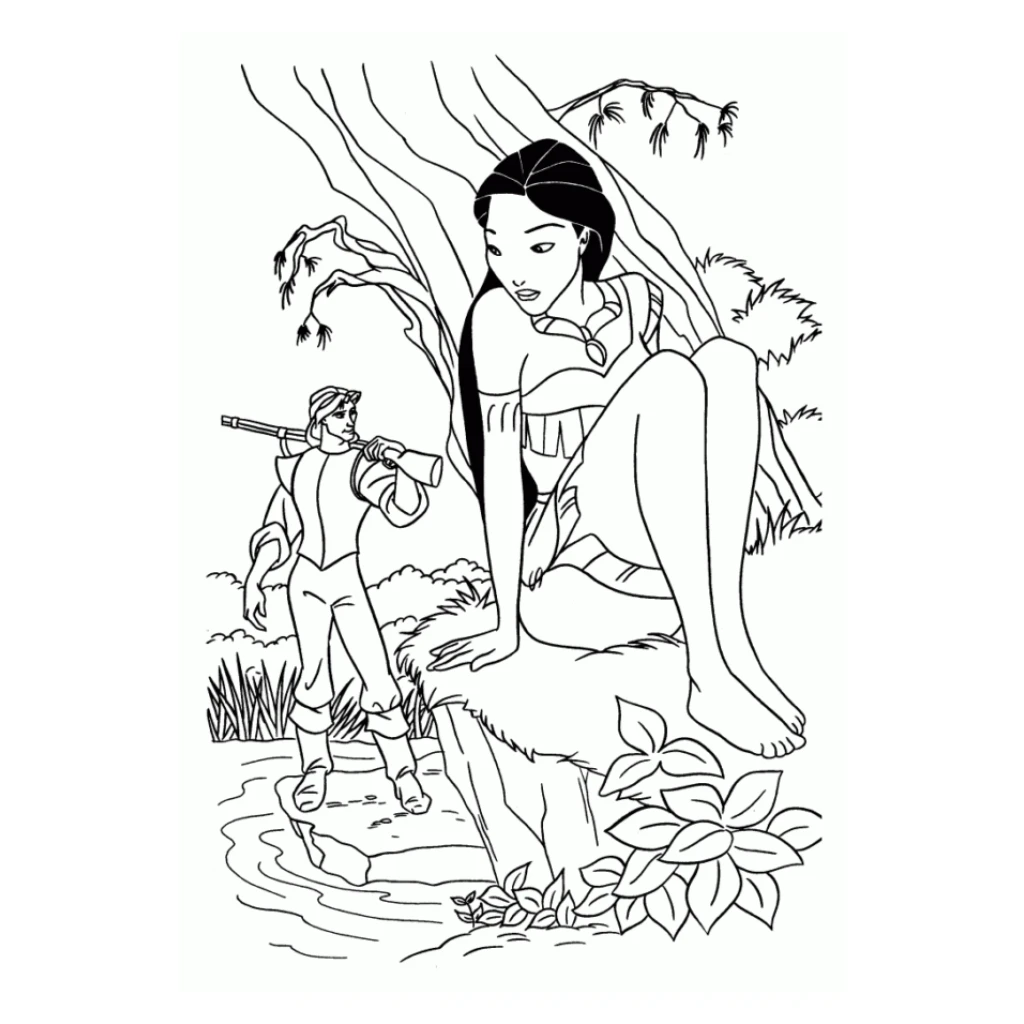 Desenho de Pocahontas para colorir e imprimir grátis