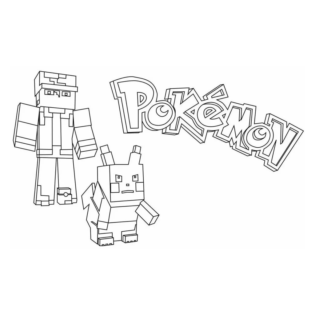 Desenho de Pokémon Em Estilo Minecraft para colorir e imprimir grátis