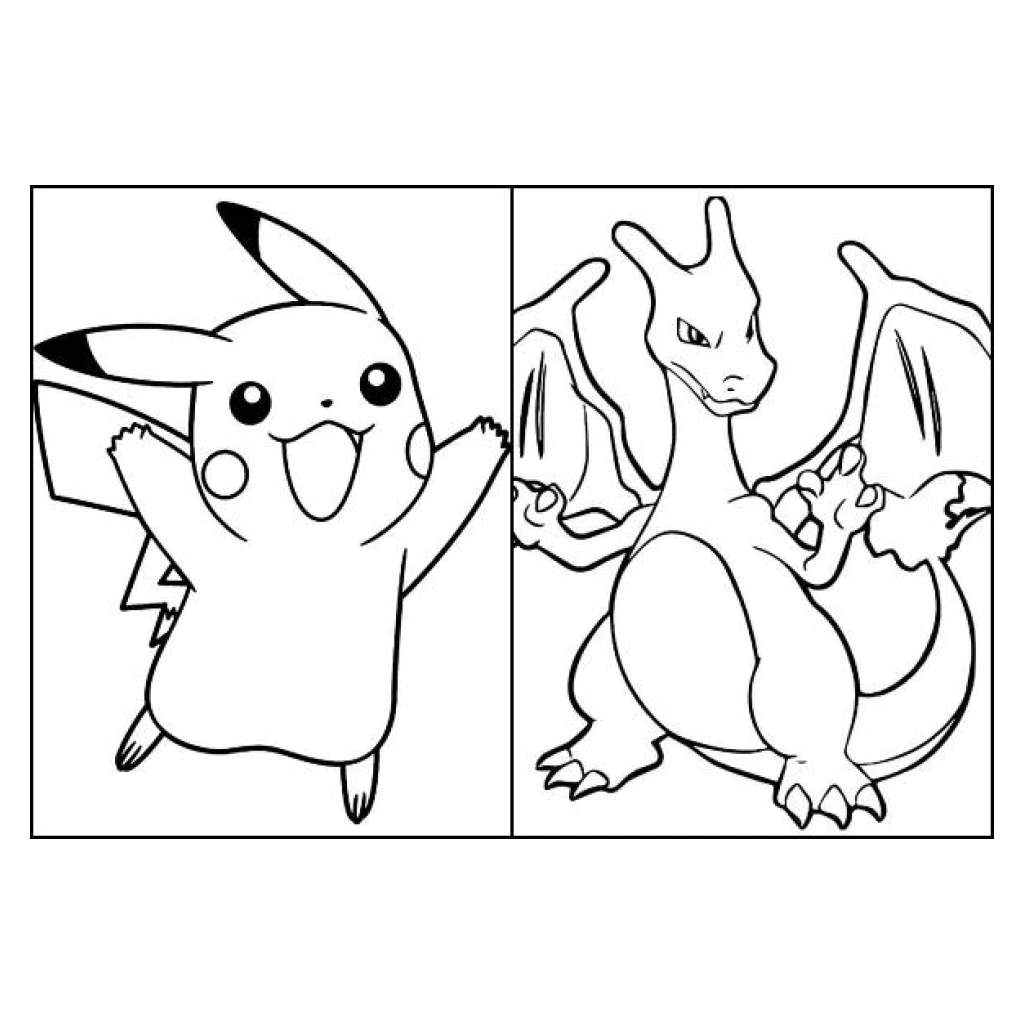 Desenho de Pokémon  Pikachu E Charizard para colorir e imprimir grátis