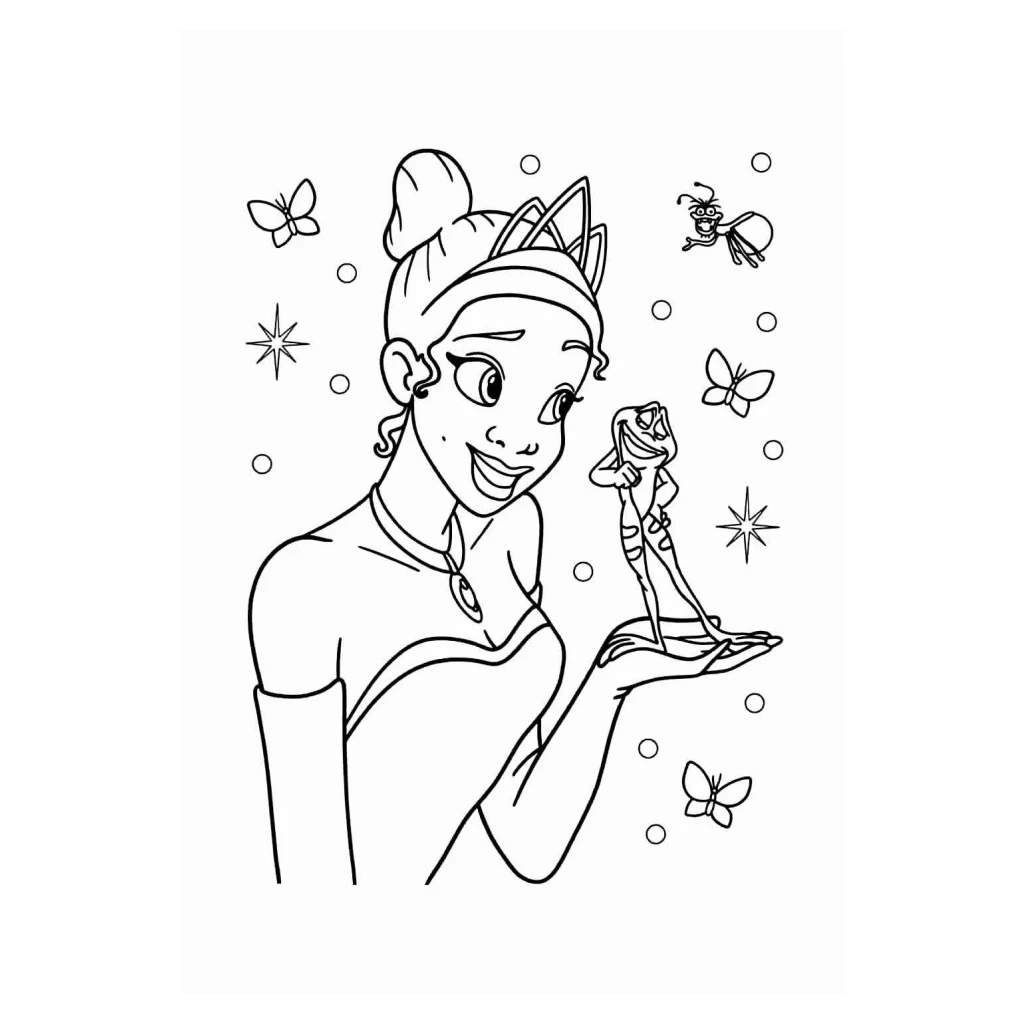 Desenho de Princesa E O Sapo para colorir e imprimir grátis