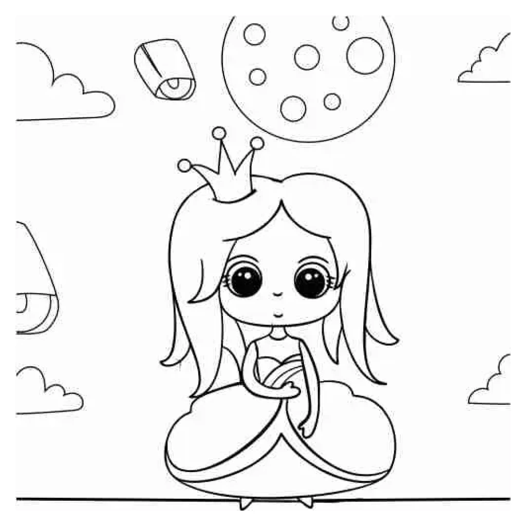 Desenho de Princesa Em Um Mundo Mágico para colorir e imprimir grátis