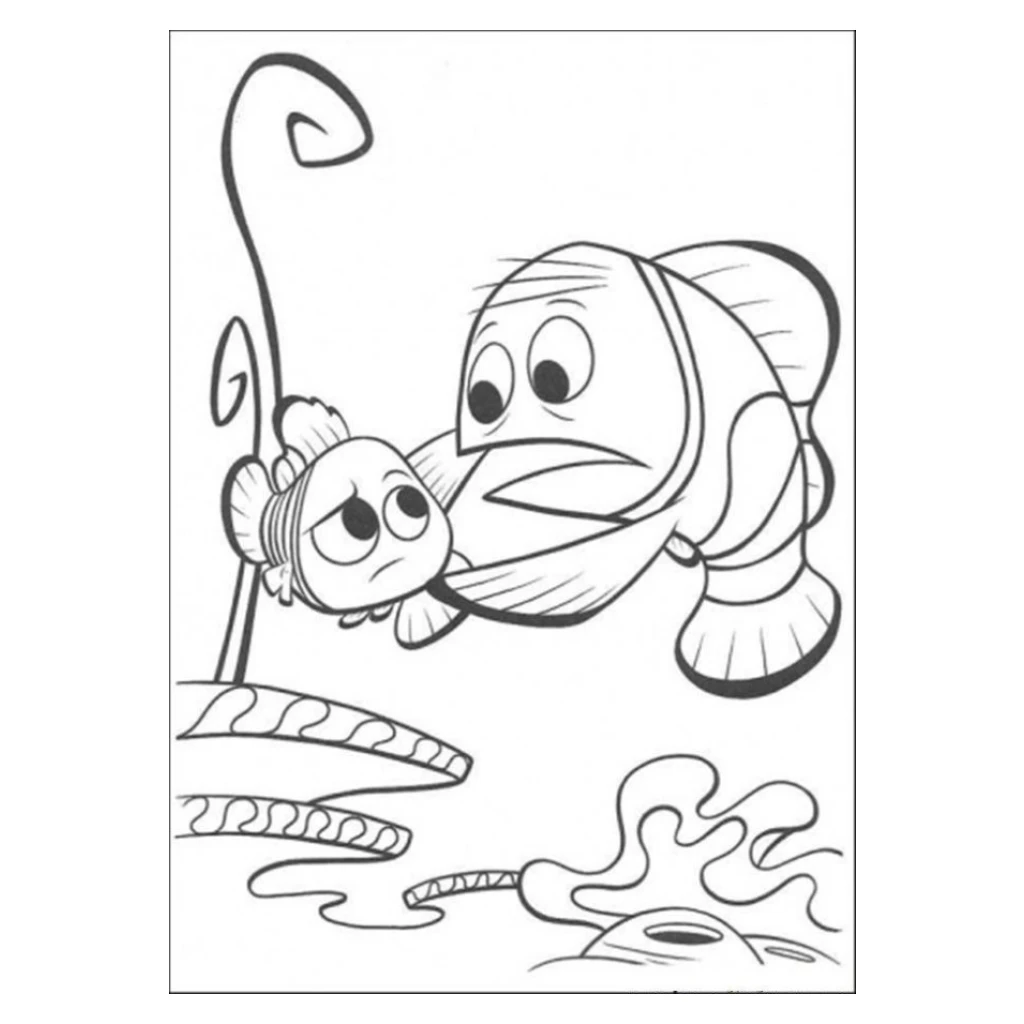 Desenho de Procurando Nemo preocupado para colorir e imprimir grátis