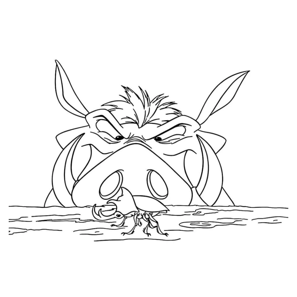 Desenho de Pumba E Um Besouro para colorir e imprimir grátis