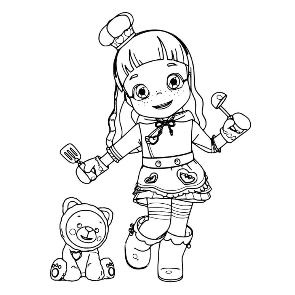 Desenho de Cozinheira E Urso De Pelúcia para colorir e imprimir grátis