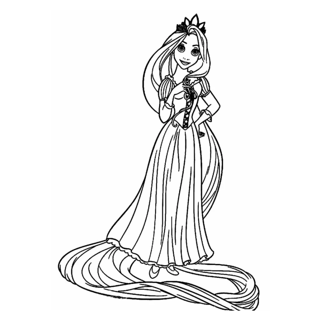 Desenho de Rapunzel para colorir e imprimir grátis