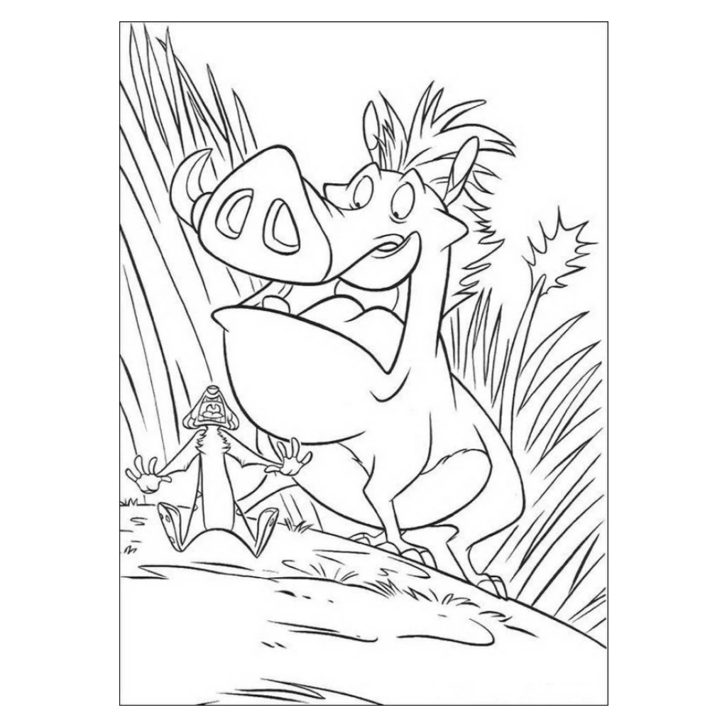 Desenho de Rei Leão  Timão E Pumba para colorir e imprimir grátis