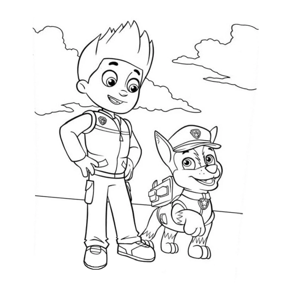 Desenho de Ryder E Chase Da Patrulha Canina para colorir e imprimir grátis