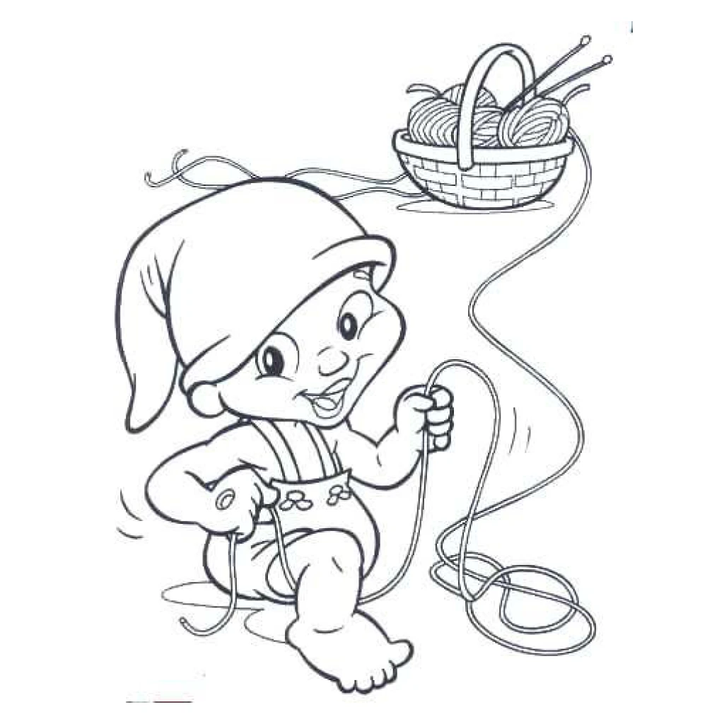 Saci Pererê Playing With Yarns coloring page to print for free