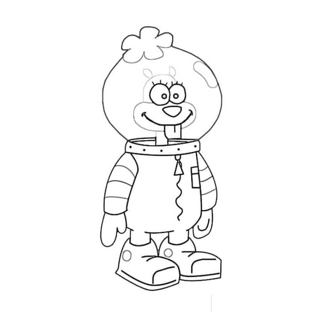Desenho de Sandy Bochechas Sorridente para colorir e imprimir grátis