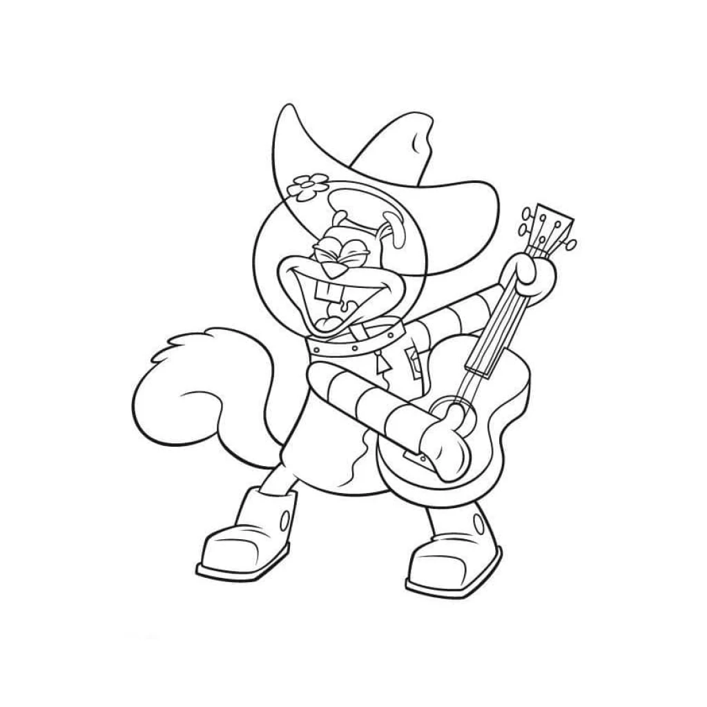 Desenho de Sandy Bochechas Tocando Violão para colorir e imprimir grátis