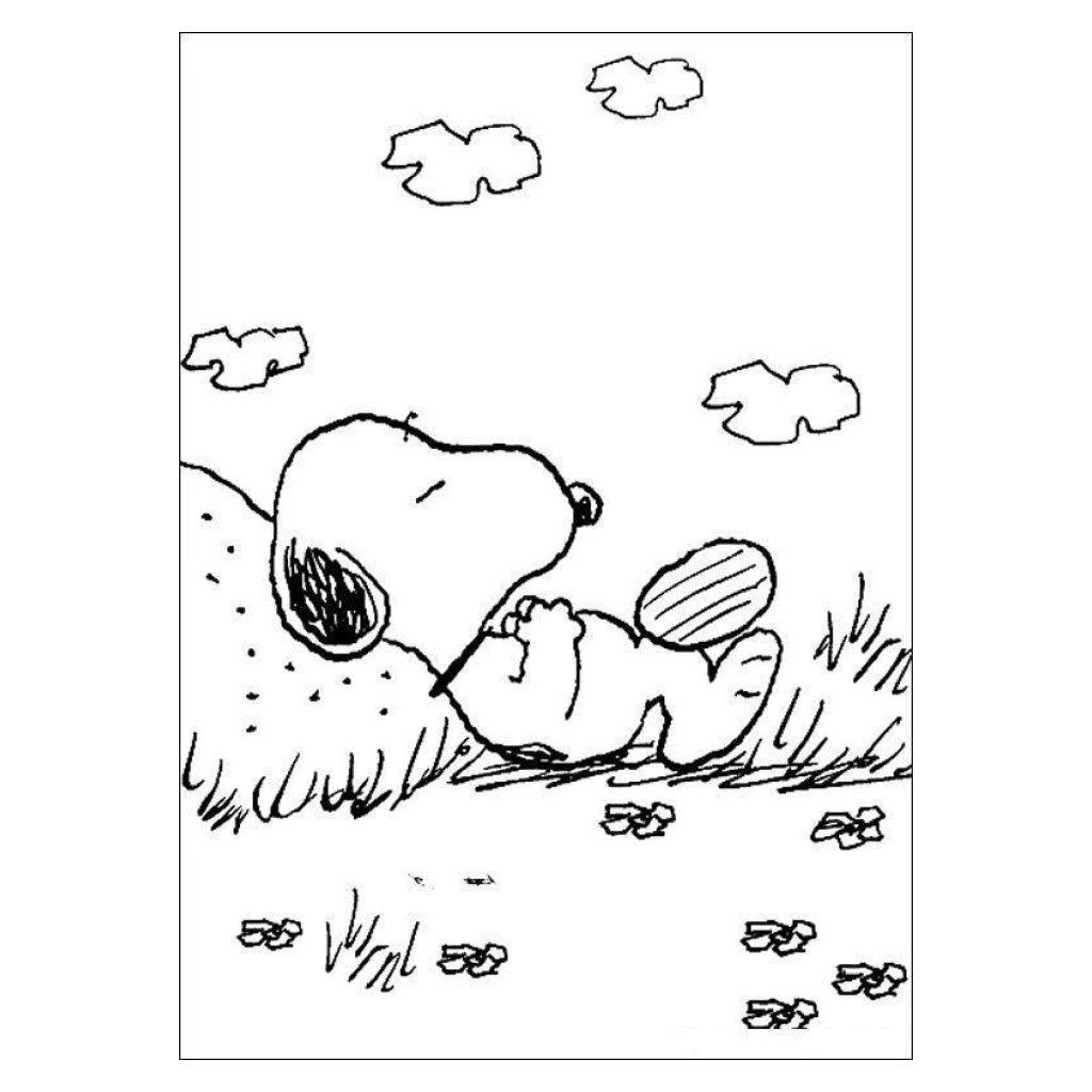 Desenho de Snoopy Relaxando para colorir e imprimir grátis