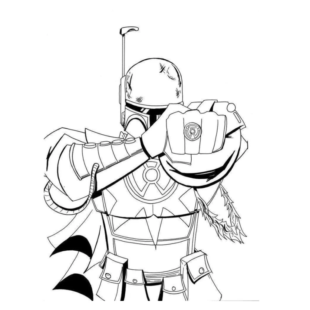 Desenho de Boba Fett para colorir e imprimir grátis