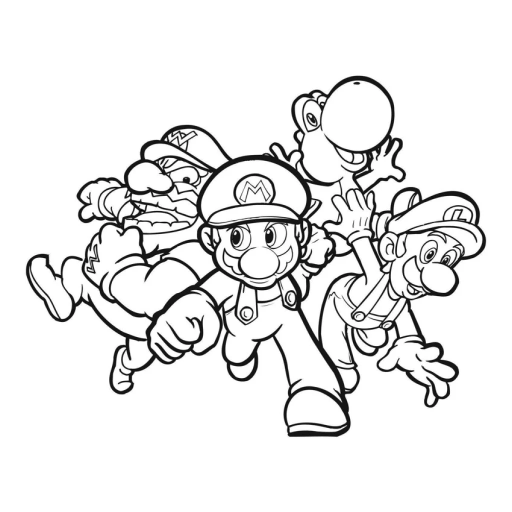 Desenho de Super Mario E Amigos para colorir e imprimir grátis