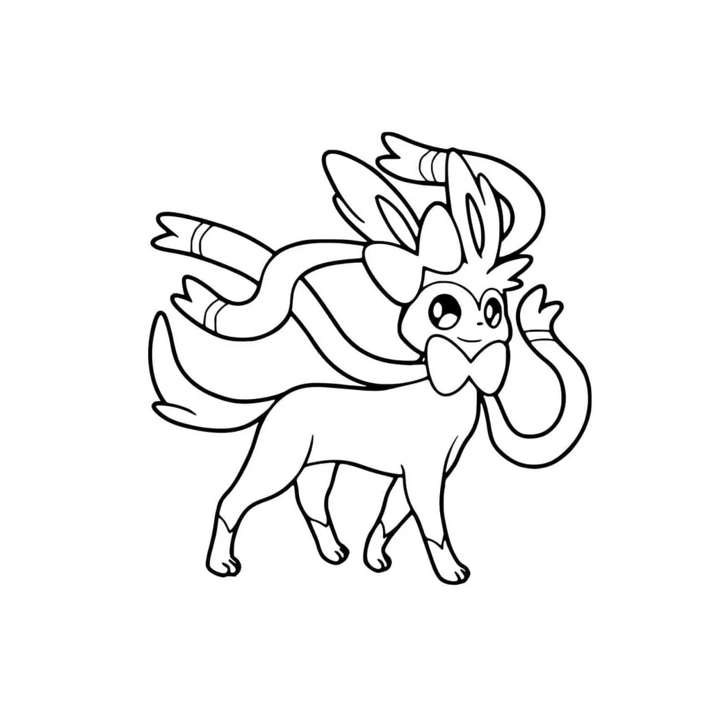 Desenho de Sylveon Kawaii para colorir e imprimir grátis