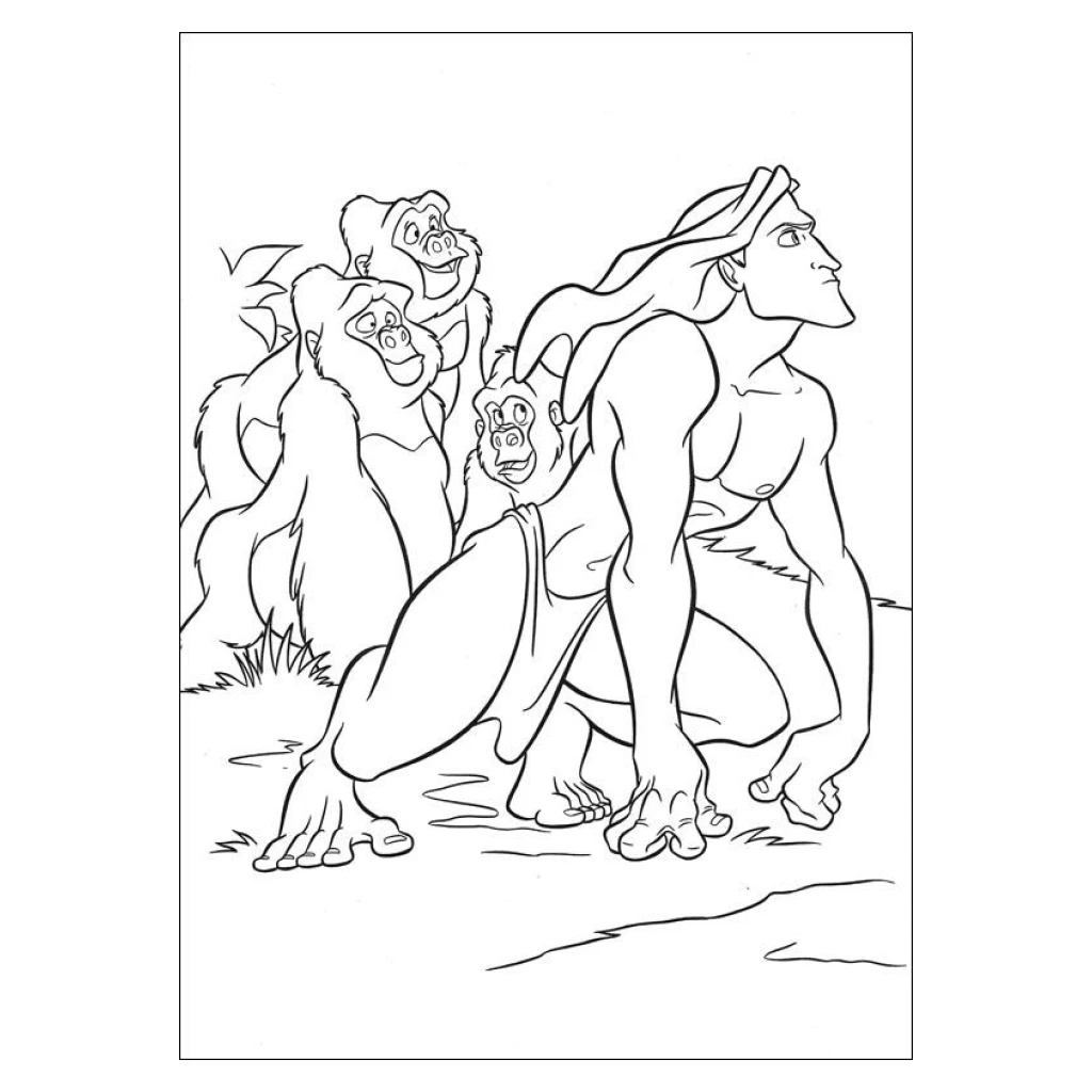 Desenho de Tarzan E Seus Amigos para colorir e imprimir grátis