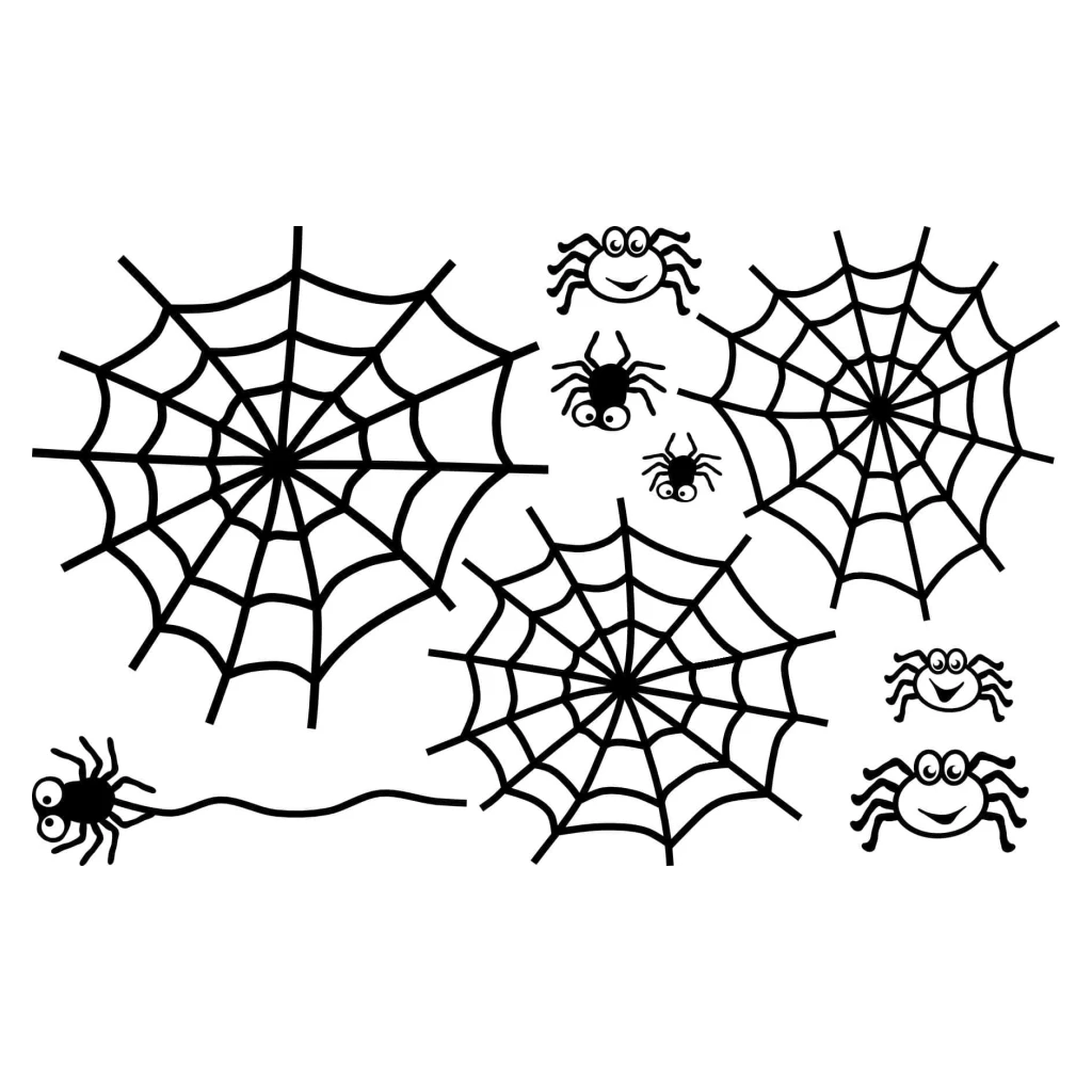 Desenho de Teia De Aranha E Aranhas Divertidas para colorir e imprimir grátis
