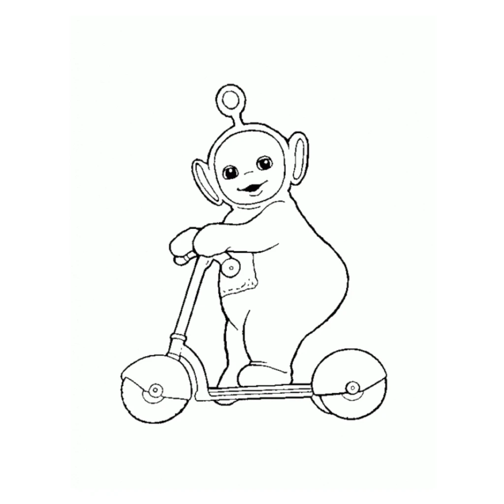 Desenho de Teletubbies andando de patinete para colorir e imprimir grátis