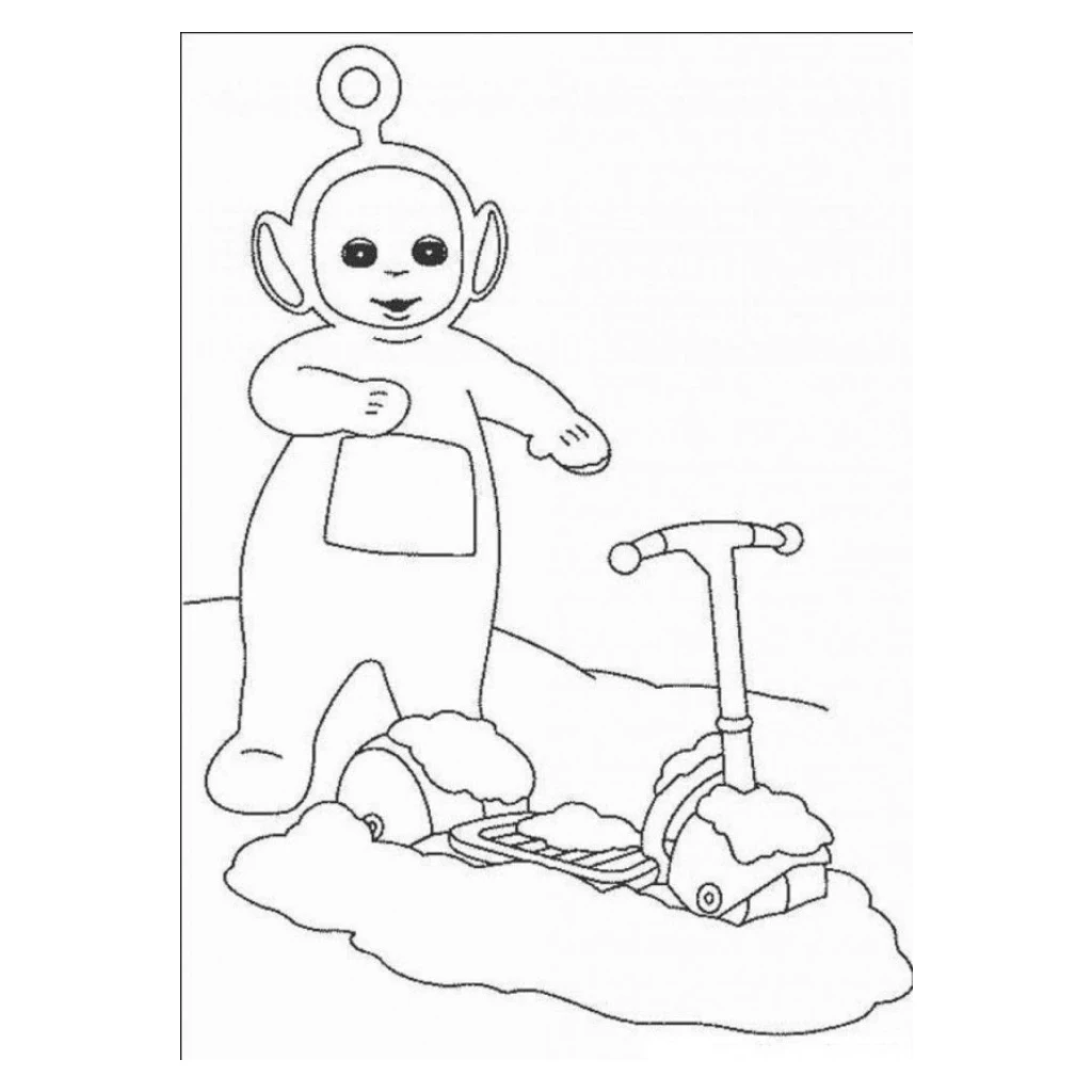 Desenho de Teletubbie Brincando Na Neve para colorir e imprimir grátis