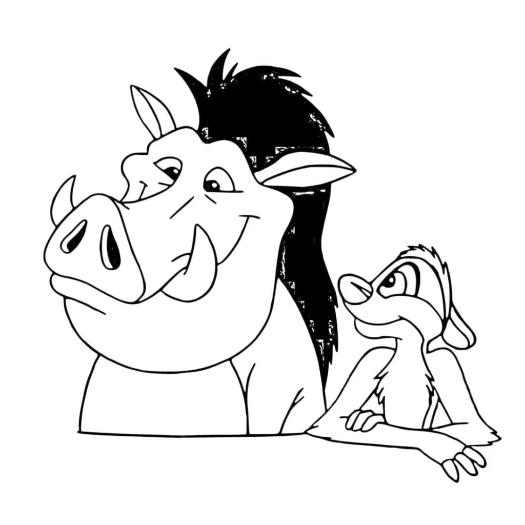 Desenho de Timão E Pumba para colorir e imprimir grátis