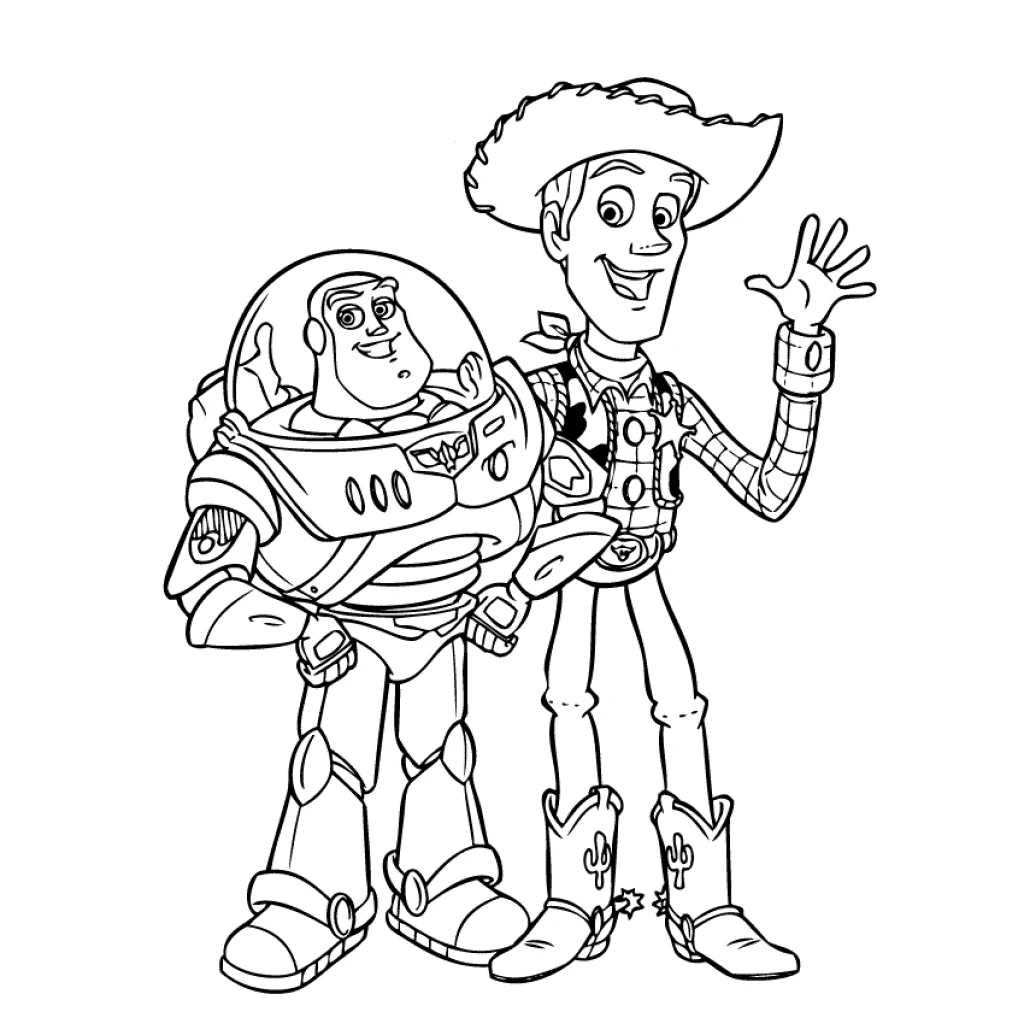 Desenho de Toy Story  Buzz E Woody para colorir e imprimir grátis