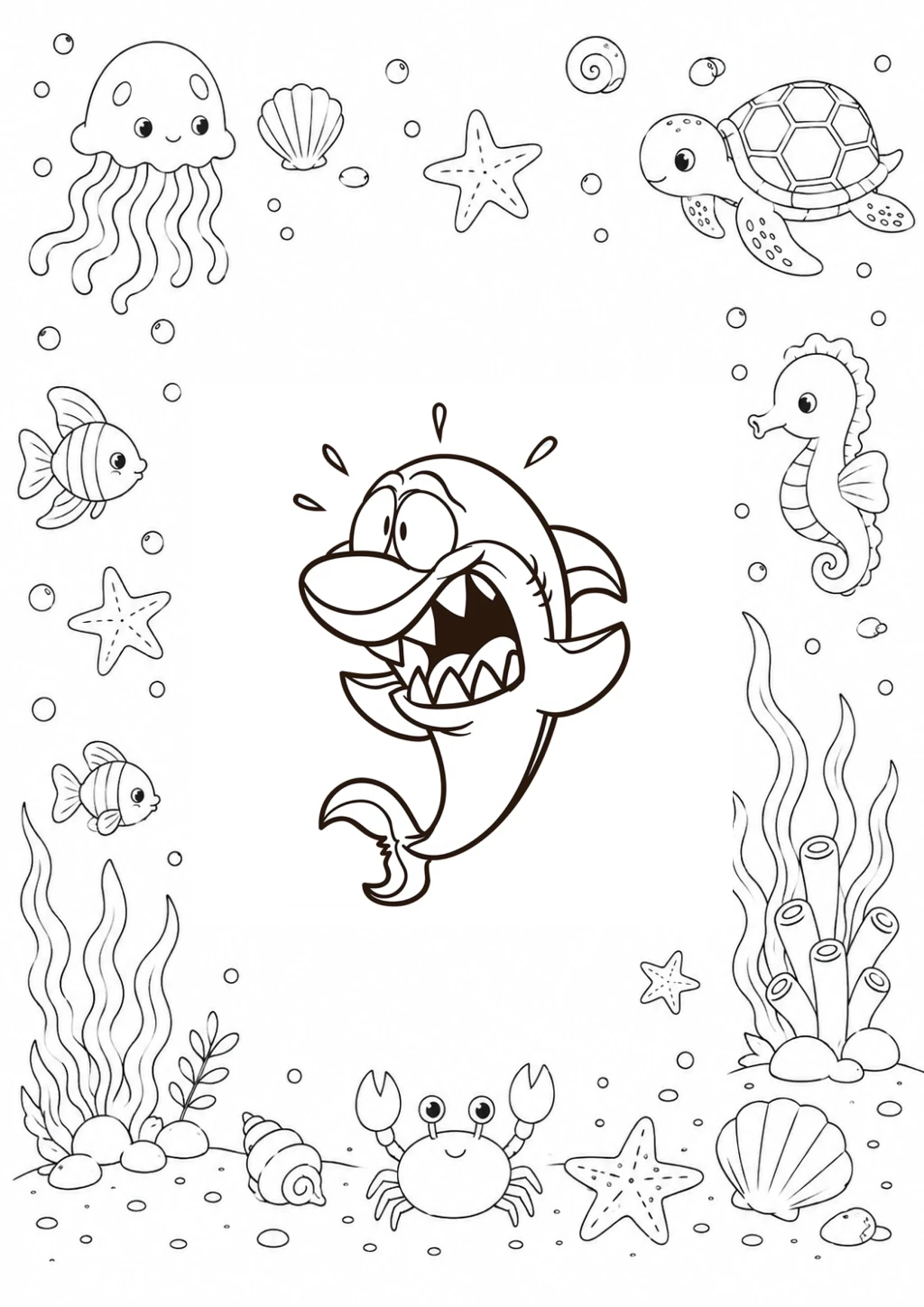 Desenho de Tubarão E Amigos Do Mar para colorir e imprimir grátis