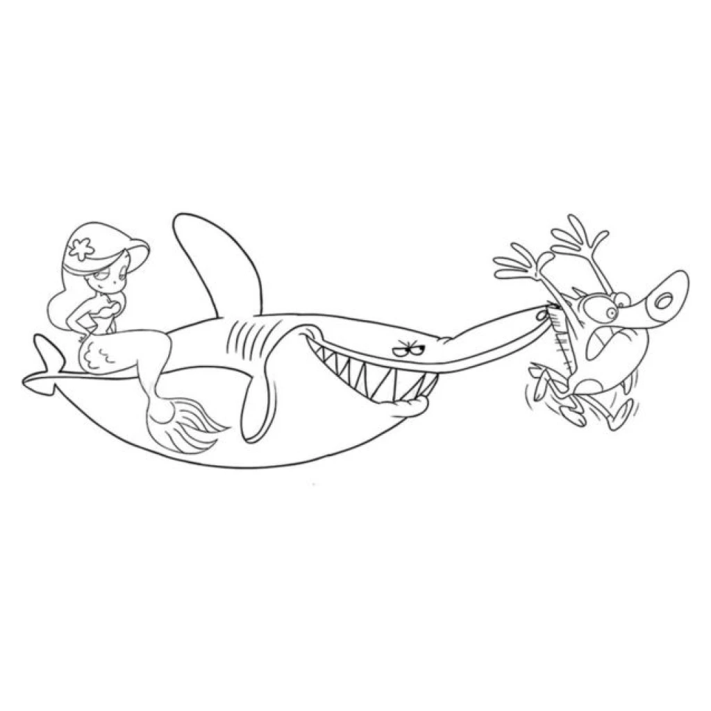 Shark And Friends coloring page to print for free