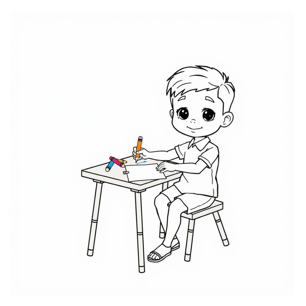 Desenho de Estudante Desenhando para colorir e imprimir grátis