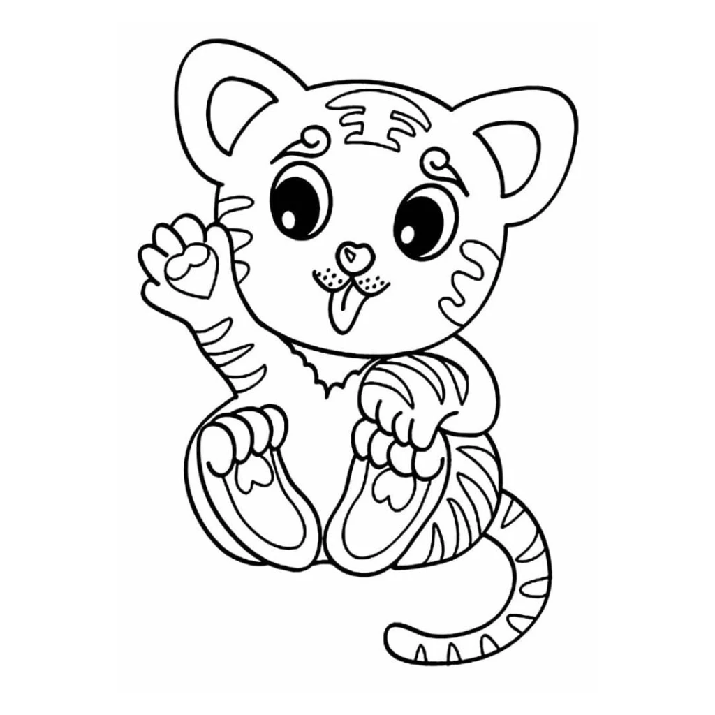 Desenho de Um Filhote De Tigre Alegre para colorir e imprimir grátis